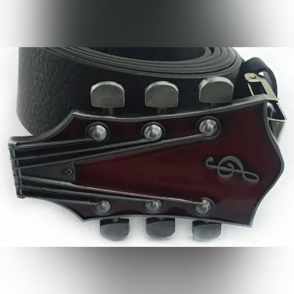 New red Guitar musician belt buckle - Picture 7 of 9